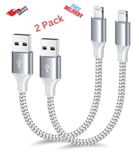 Apple Mfi Certified Short Iphone Charger 1Ft 2Pack,Usb a to Lightning Cord Nylon - Picture 1 of 8