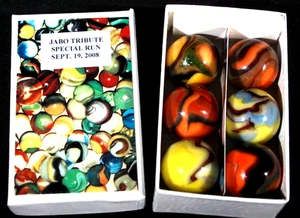 3/4" JABO TRIBUTE SPECIAL RUN MARBLES BOXED SET OF 6 OXBLOOD & AVENTURINE MINT! - Picture 1 of 2