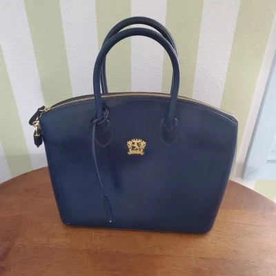 Bolso de Mano Pratesi Versilia Grande Azul Marino Charol con Correa Desmontable Foto 1 de 4