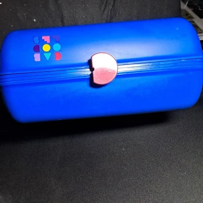 复古 Caboodles #2622 蓝色红色化妆盒收纳镜折叠美国 — 第 1/4 张图片