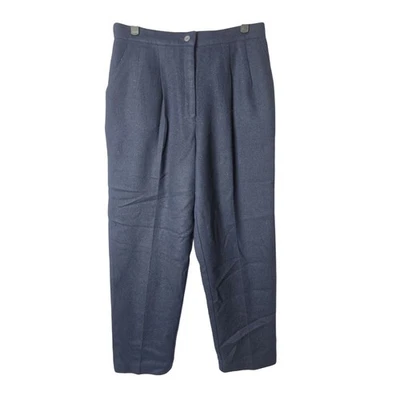 Calça plissada feminina vintage Leslie Fay mistura de lã cintura alta cropped - Imagem 1 de 4