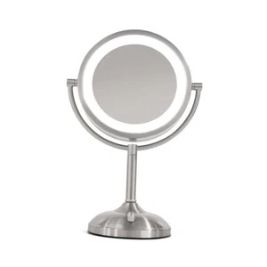  Espejo de mesa iluminado con aumento de 10X/1X - Maquillaje iluminado LED níquel - Imagen 1 de 7