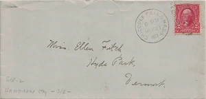 1903 Chicopee Falls, Massachusetts Duplex Cancel on Cover to Hyde Park, VT - DPO - Picture 1 of 2