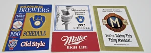 Milwaukee Brewers 1990-1992-1998 Season Schedules LOT of Three (3) - Picture 1 of 7