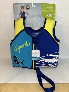 Speedo Kid’s Life Jacket Vest Blue Shark 4-6 yrs olds 45-60 lbs NWT Size Large - Picture 1 of 9