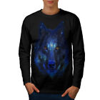 Wellcoda Forest Wolf Pixel Life Mens Long Sleeve T-Shirt, Movie Graphic Design