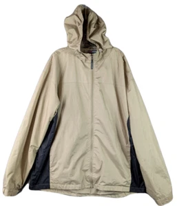 Kenpo Men's 2XL Brown & Black Colorblock Windbreaker Mesh Jacket Full Zip Hooded - Picture 1 of 10