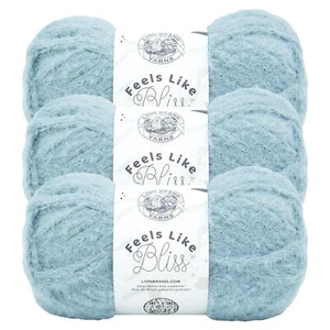 (3 Pack) Lion Brand Yarn 153-105Q Feels Like Bliss Yarn, Aqua - Picture 1 of 6