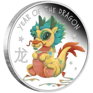 2024 50c Baby Year of the Dragon 1/2oz Silver Coloured Proof Coin by Perth Mint - Bild 1 von 5