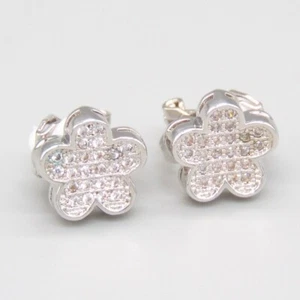 Clip On Earrings Ear Crystal Silver Non-piercing Zircon Unisex Clip-on Gift - Picture 1 of 8