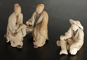 2 Small Figurines Of Handmade Clay Mudmen They Look Bigger In The Pictures - Picture 1 of 22