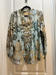 Blusa floral SOFT AROUND 2 piezas XLPet cuello dividido mangas 3/4 plisada - Imagen 1 de 9