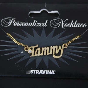 TAMMY NEW Name Goldtone Rhinestone Accent 14.5" w 4.5" Multi Ring Ext Necklace - Picture 1 of 13