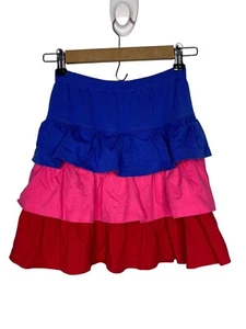 Hanna Andersson 140 10 Girls Skirt Tiered Blue Pink Red 17” - Picture 1 of 6