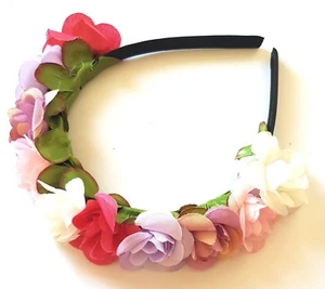 FLOWERGIRL HEADBAND-BRIDESMAID HAIRBAND-FLOWERS/FLORAL-PINK/LILAC/GIRLS WEDDING - Picture 1 of 5