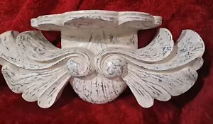 Applique da parete in legno vintage unica mensola imbiancatura crepe fattoria aspetto invecchiato - Foto 1 di 15