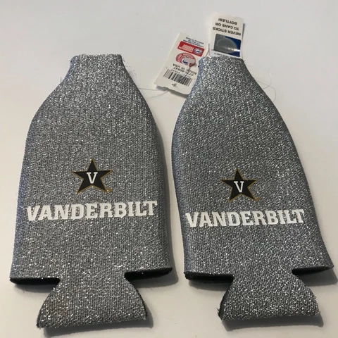 2 NCAA Vanderbilt Bottle Holder Coozie Koozie Cooler with Zipper New With Tags Cover