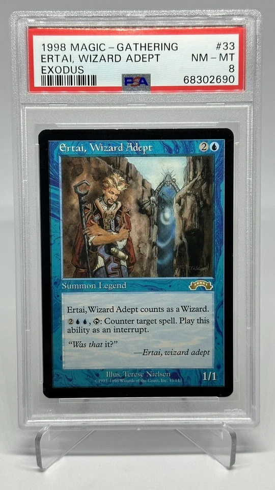 Ertai, Wizard Adept - PSA Graded Near Mint-Mint English - Exodus MTG Magic - Image 1 of 2