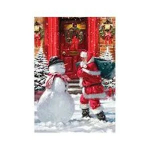 Santa and Snowman, Merry Christmas, Garden Flag 12"x18", Custom Decor 2 Sided - Picture 1 of 1