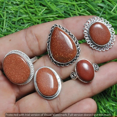 Piedras preciosas de piedra solar 925 enchapadas en plata de ley al por mayor lote de anillos de lujo para amor Foto 1 de 4