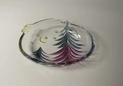 Studio Nova Crystal Candy Dish Shootin Star Moon Color Art Glass Vintage #414 - Image 1 of 3