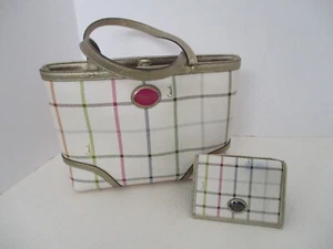Vintage Coach Peyton Tattersall Geldbörse & Kreditkartenetui für Reparatur und/oder Teile - Bild 1 von 14