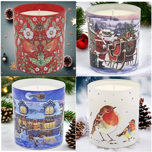 Spiced Vanilla  & Cinnamon Xmas  Glass Scented Soy Wax Candle - Picture 1 of 35