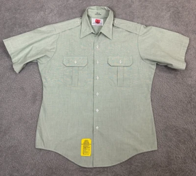 Camisa de vestir militar DSCP para hombre talla 16,5 verde manga corta abotonada Foto 1 de 4