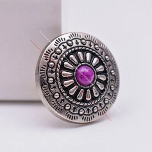 10X Tribal Silver Floral Leathercraft Concho Closure Connector Sewing Button - Bild 1 von 37