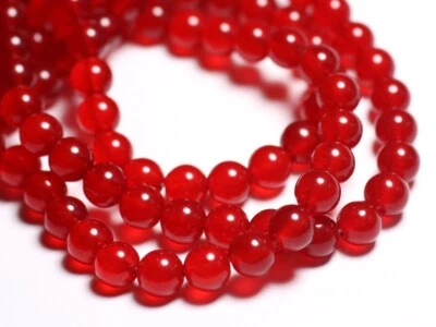 HOMEMADE 10pc - Perles de Pierre - Jade Boules 8mm Rouge vif - 4558550017031
