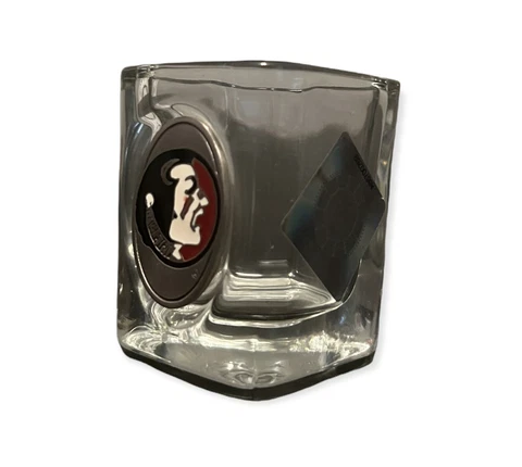 Florida State Seminoles Square Clear Shot Glass Fine Pewter Vintage 2001 NCAA Cover