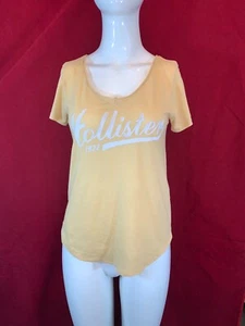 HOLLISTER Women's Yellow Short Sleeve V Neck Top Size UK XS - Picture 1 of 10