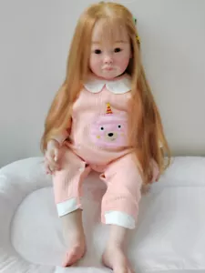 Muñeca bebé renacida niña pintada a mano de 28 pulgadas enraizada pelo largo niño arte juguetes regalo - Imagen 1 de 8