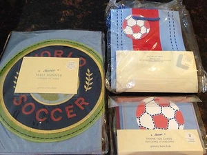 Pottery Barn Kids Soccer Party Table Runner Gift Bags Thank You Notes 8pc New - Picture 1 of 1