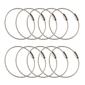 500pcs Stainless Steel Wire Keychain 16cm Aircraft Cable Key Ring Luggage Loops - Picture 1 of 7