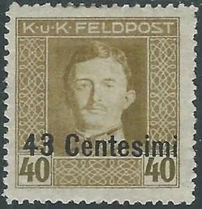 1918 OCCUPAZIONE AUSTRIACA SOPRASTAMPATO 43 CENT SU 40 H MH * - RB37-3 - Picture 1 of 1