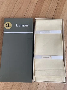 Four Vintage MCM Gold Kitchen Tea TowelS LAMONT IRELAND Linen Mid Century In Box - Picture 1 of 15