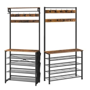 HOOBRO Garderobe Garderobenständer Schuhregal mit Sitzfläche Kleiderständer  - Bild 1 von 62