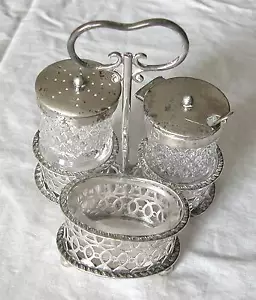 CRUET DE PLATA ESTERLINA Y VIDRIO CORTADO DEL REINO UNIDO POR SSW&H Ld - PESO TOTAL 199 GRAMOS(S) - Imagen 1 de 4