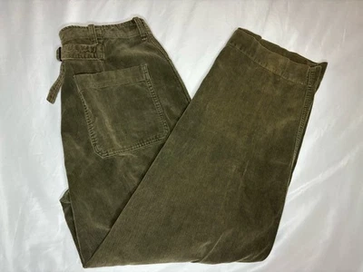 Vintage Polo by Ralph Lauren Green Corduroy Cinch Back Trouser Pants 34x32 Chino - Image 1 of 4