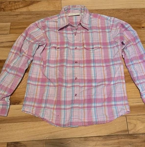 Wrangler Pink Plaid Girls Size Small (6)  Long Sleeved Button Up W/ Pearl Snaps - Picture 1 of 16