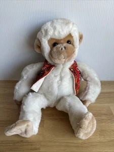 Vintage 1987 GUND Tippy Zippy MONKEY Plush Stuffed, Cream White Made In Korea - Picture 1 of 9