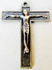 Mid Century Modern Silver Crucifix Cross Unusual Jesus Corpus Religious Pendant - Picture 1 of 3