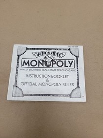 Monopoly 1991 Nintendo NES Instruction Booklet *MANUAL ONLY NES-6B-USA
