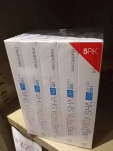 Paquete de colección de 5 cintas de video en blanco Memorex 120 minutos VHS RV selladas de fábrica - Imagen 1 de 1