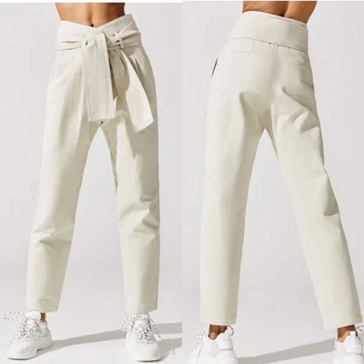 Pantalones con cinturón IRO Madeon en bolsa de papel de algodón de sarga natural talla FR 36 US 4 Foto 1 de 4