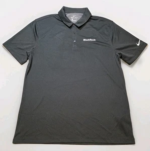 Men’s Large Nike Dri Fit Blackrock Polo Golf Short Sleeve Shirt Logo Black NWOT - Picture 1 of 9