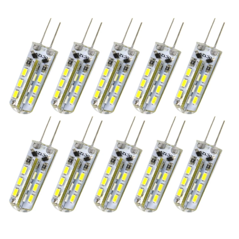 10pcs G4 1.5W 3014 SMD Lampadini a 24 LED LAMI LUMI DC 12V (BIANCO) G4 LONDO LED - Immagine 1 di 1