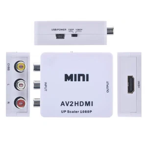 AV zu HDMI Konverter Upscaler Cinch CVBS Composite Adapter Wii NES DVD Plug Play - Bild 1 von 9