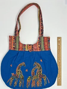 Boho Shoulder Bag Purse Mythical Jungle Handbag - Laurel Burch giraffe fabric - Picture 1 of 13